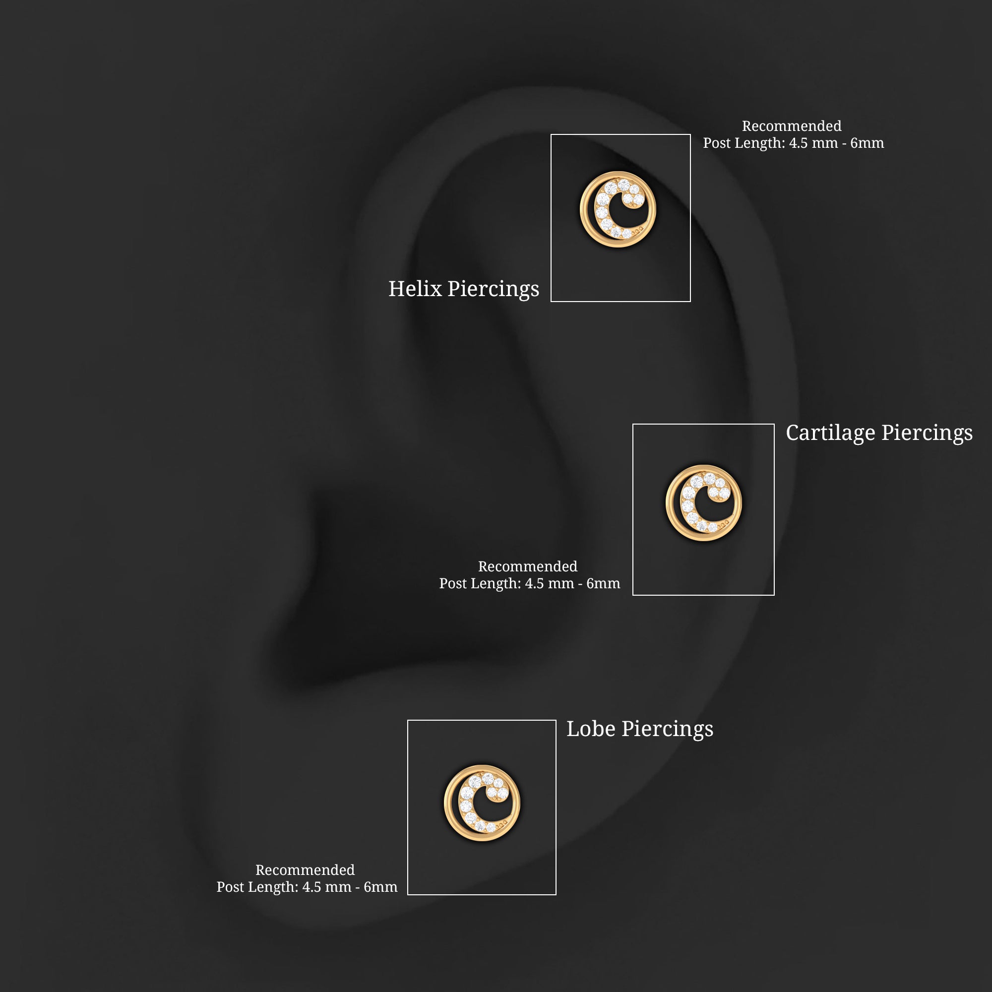 Real Diamond Circle Earring for Cartilage Piercing