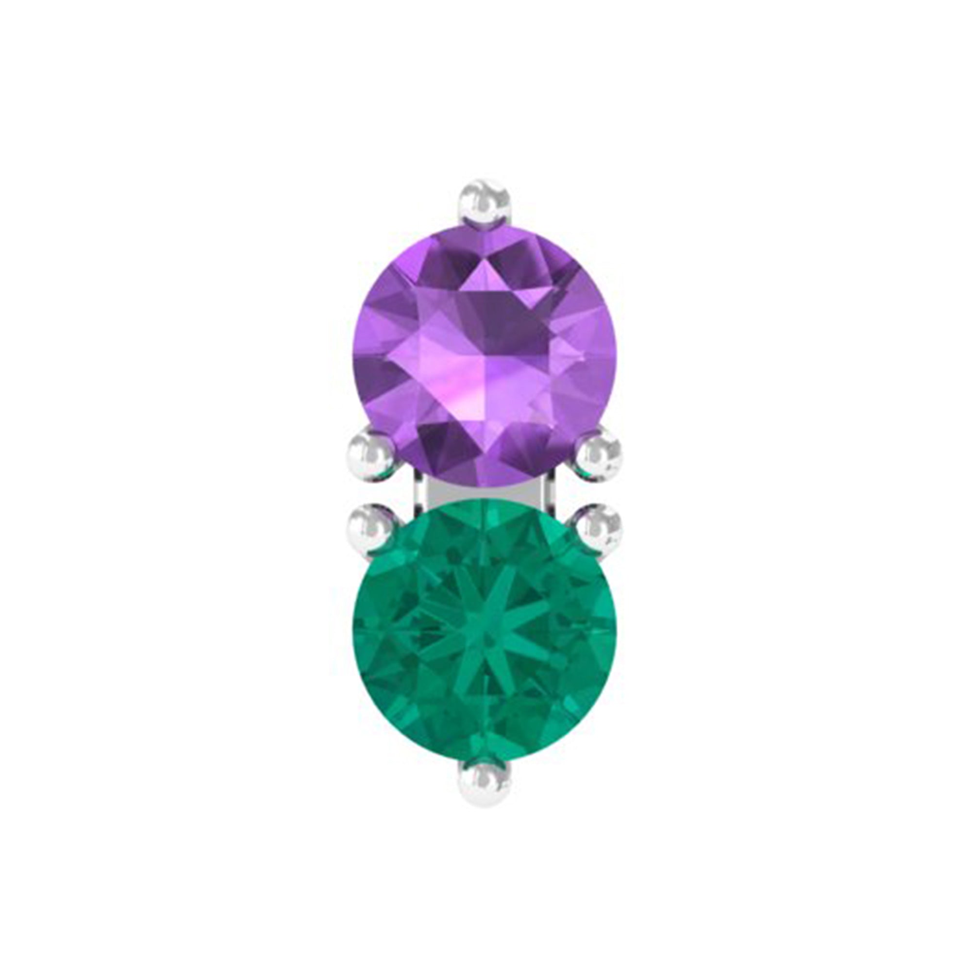 Amethyst and Emerald Two Stone Helix Earring