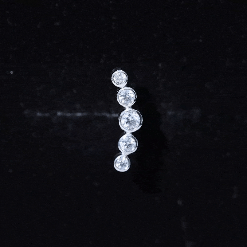 Bezel Set Round Moissanite Curved Crawler Earring
