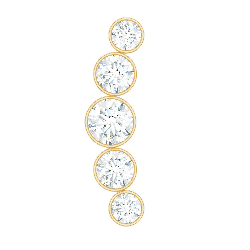 Bezel Set Round Moissanite Curved Crawler Earring
