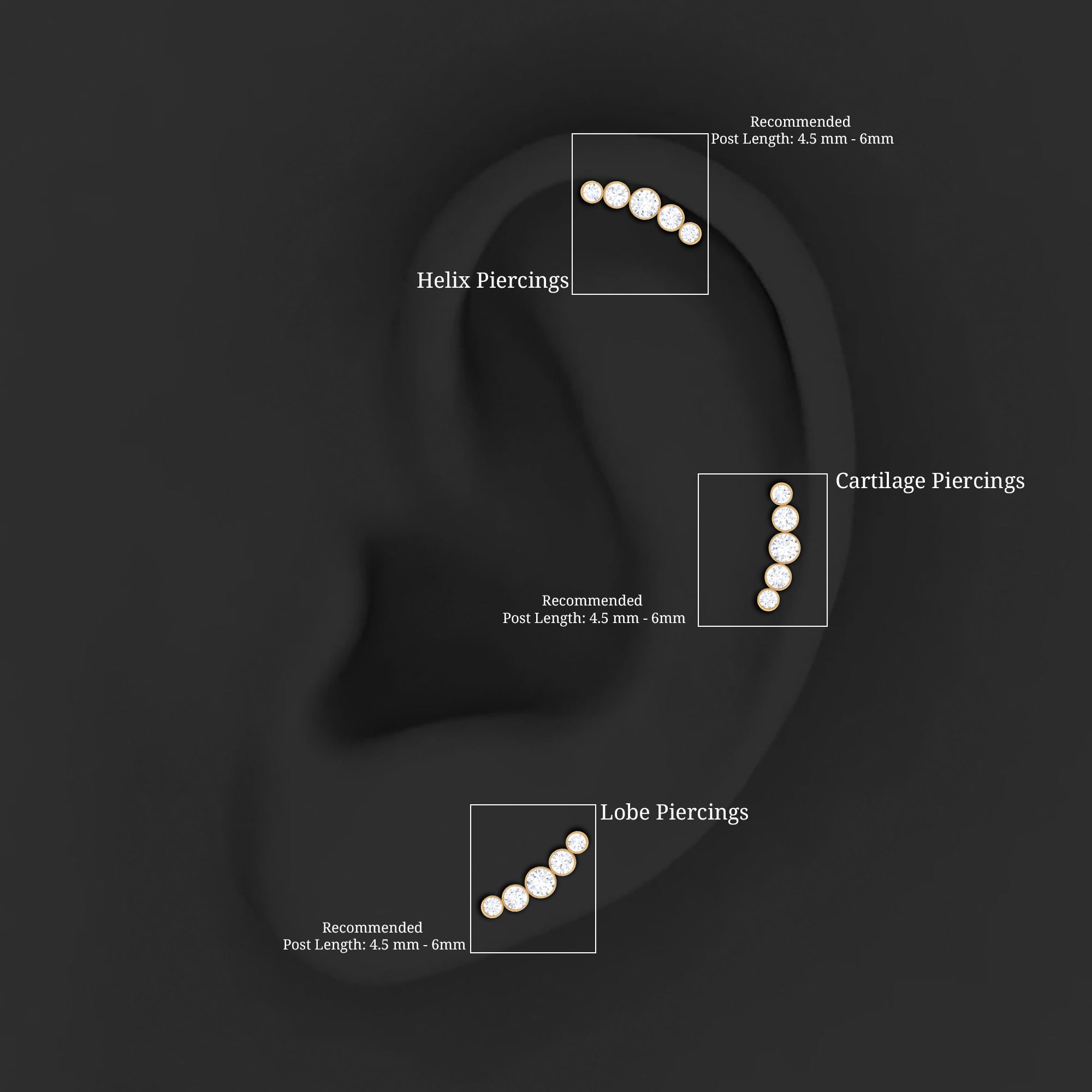 Bezel Set Round Moissanite Curved Crawler Earring