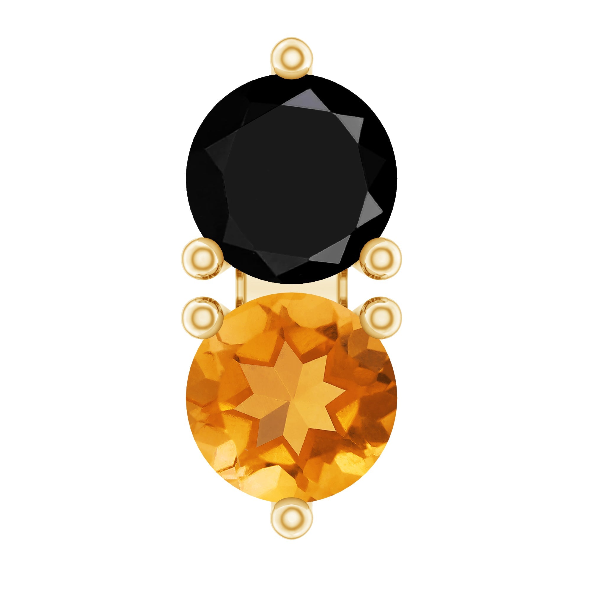 Minimal Citrine and Black Diamond 2 Stone Conch Earring