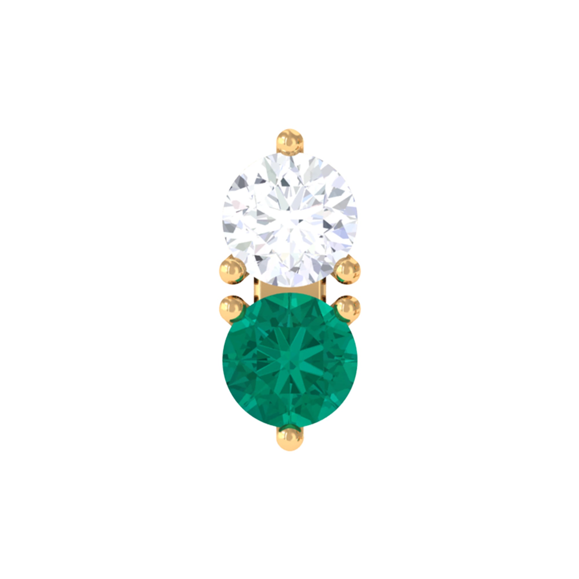 Dainty Emerald and Moissanite Two Stone Tragus Earring