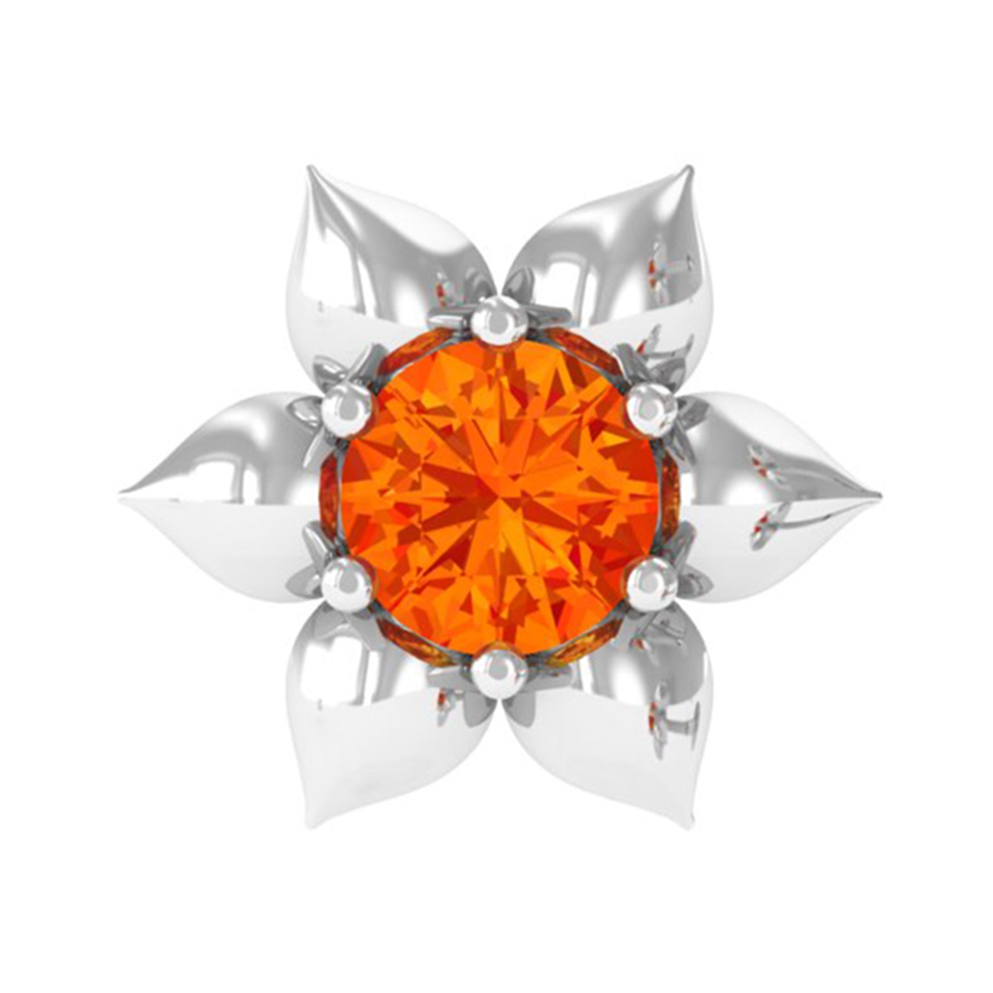 Round Orange Sapphire Flower Cartilage Earring