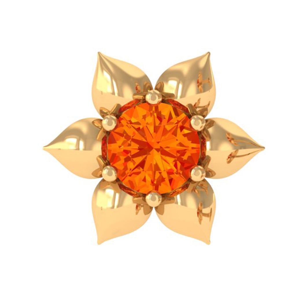 Round Orange Sapphire Flower Cartilage Earring