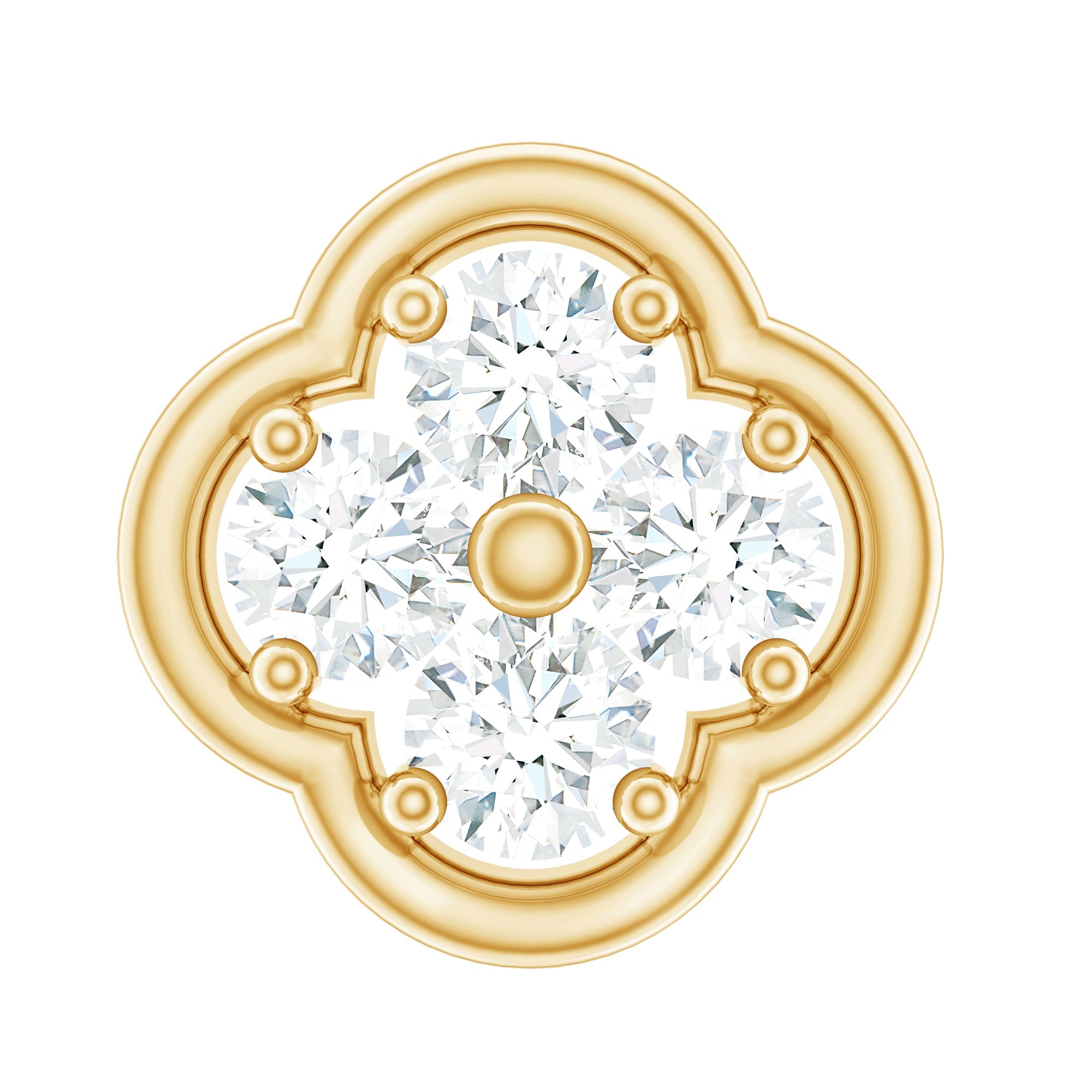 Moissanite Cluster Clover Earring for Helix Piercing