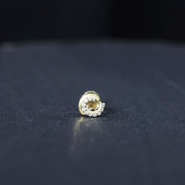 Moissanite Gold Swirl Earring for Second Hole Piercing