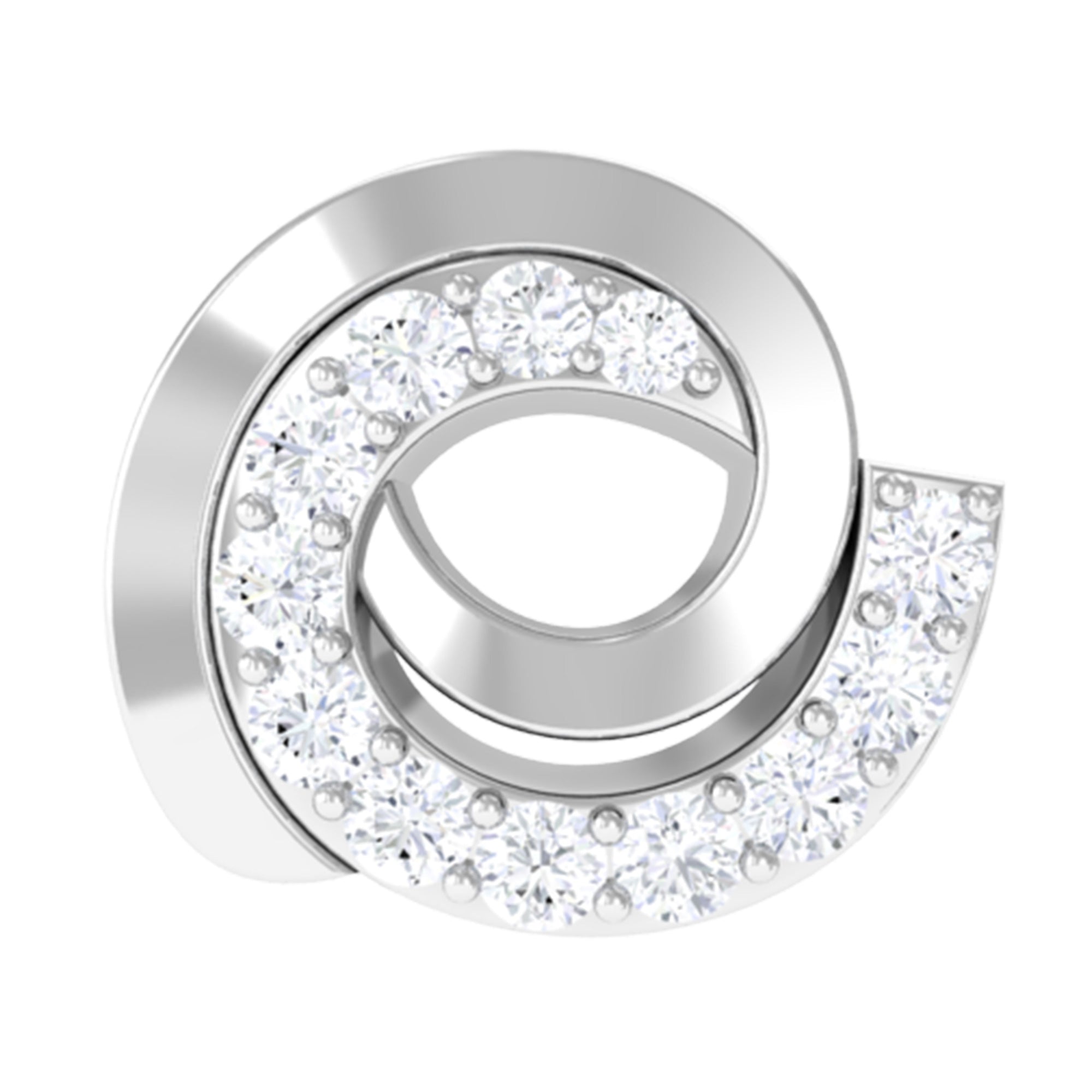 Moissanite Gold Swirl Earring for Second Hole Piercing