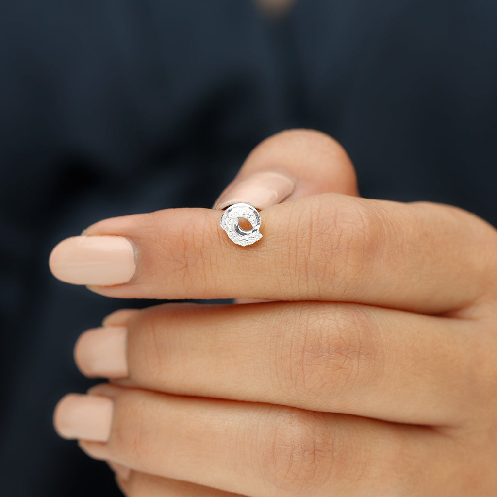 Moissanite Gold Swirl Earring for Second Hole Piercing