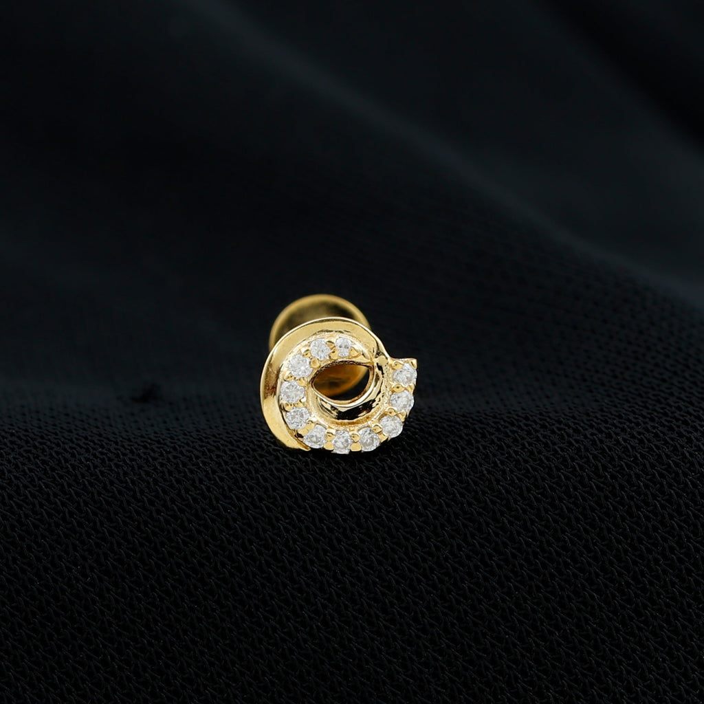 Moissanite Gold Swirl Earring for Second Hole Piercing