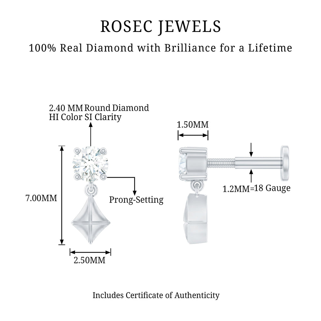 Diamond Dangling Earring for Helix Piercing