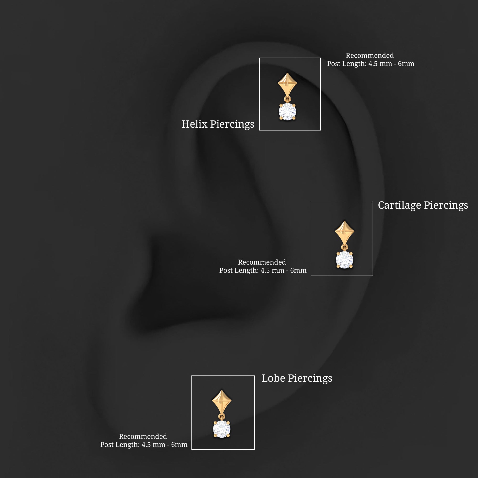 Diamond Dangling Earring for Helix Piercing