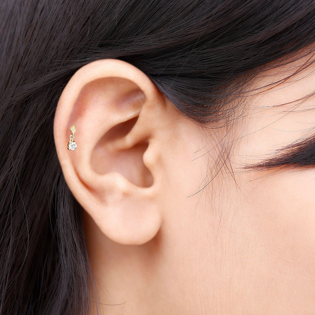 Diamond Dangling Earring for Helix Piercing