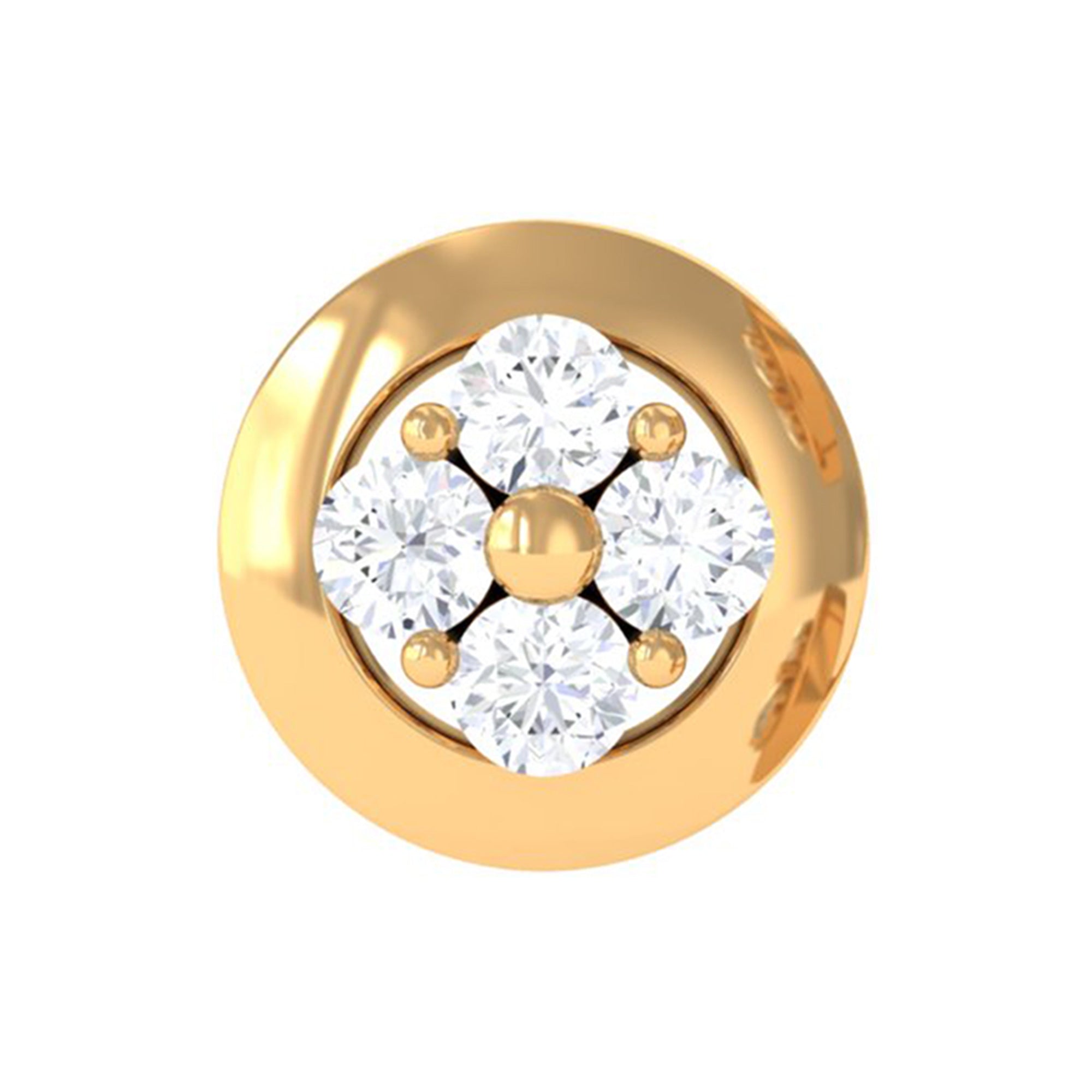 Moissanite Circle Second Hole Earring in Gold