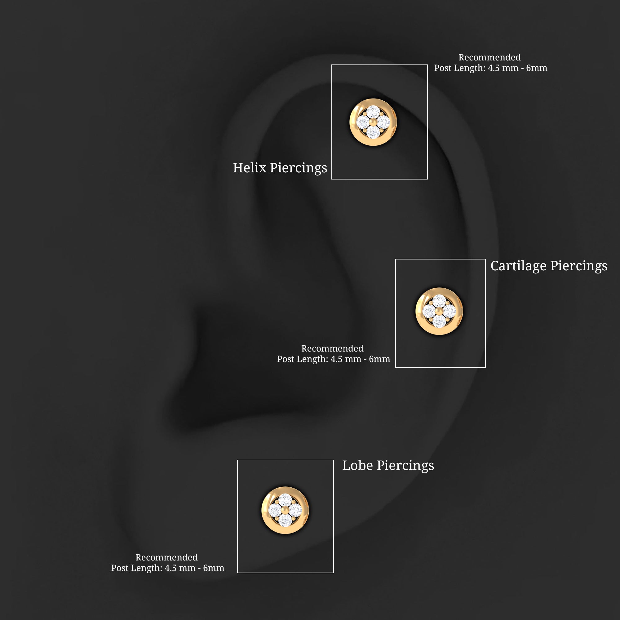 Moissanite Circle Second Hole Earring in Gold