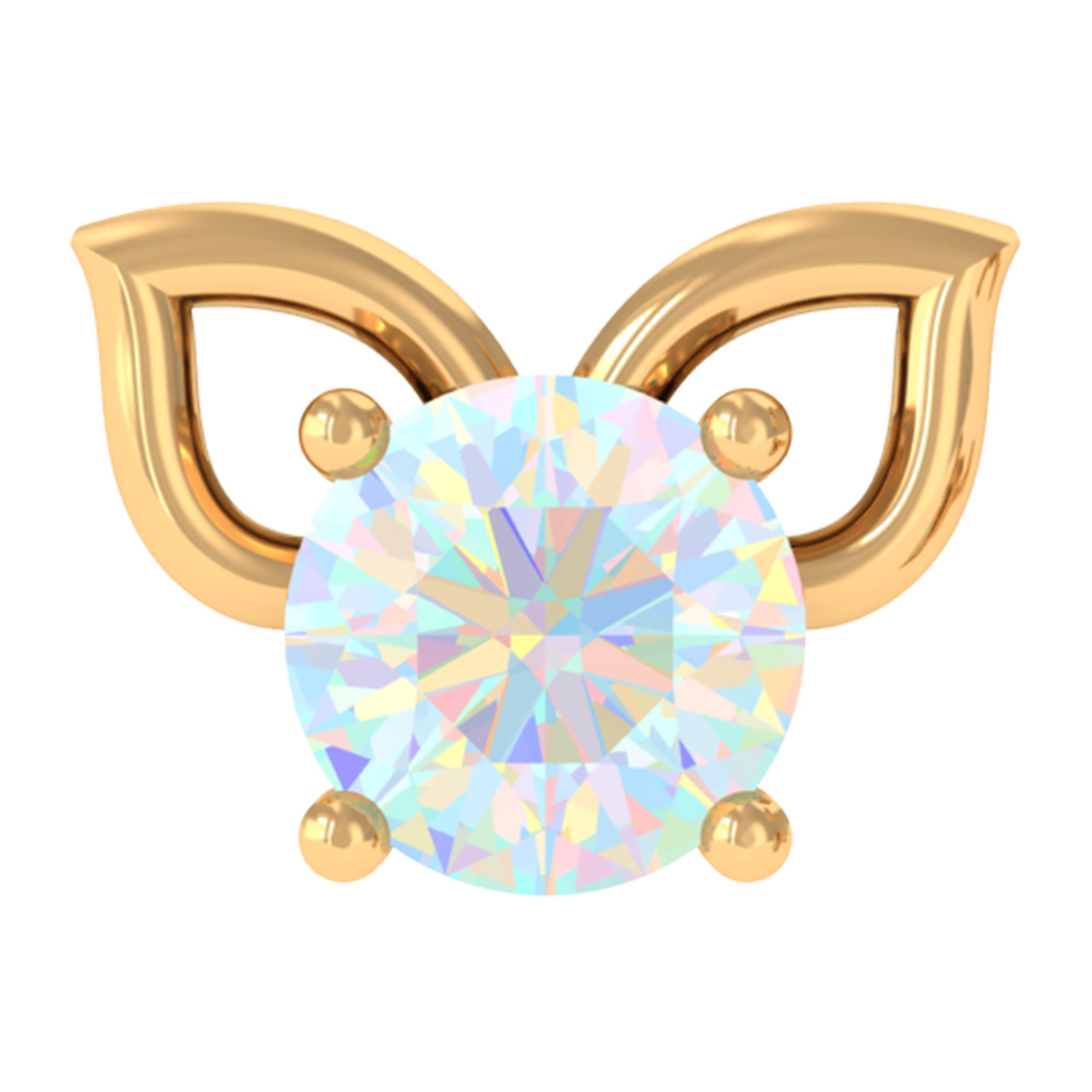 Round Ethiopian Opal Cute Cat Cartilage Earring