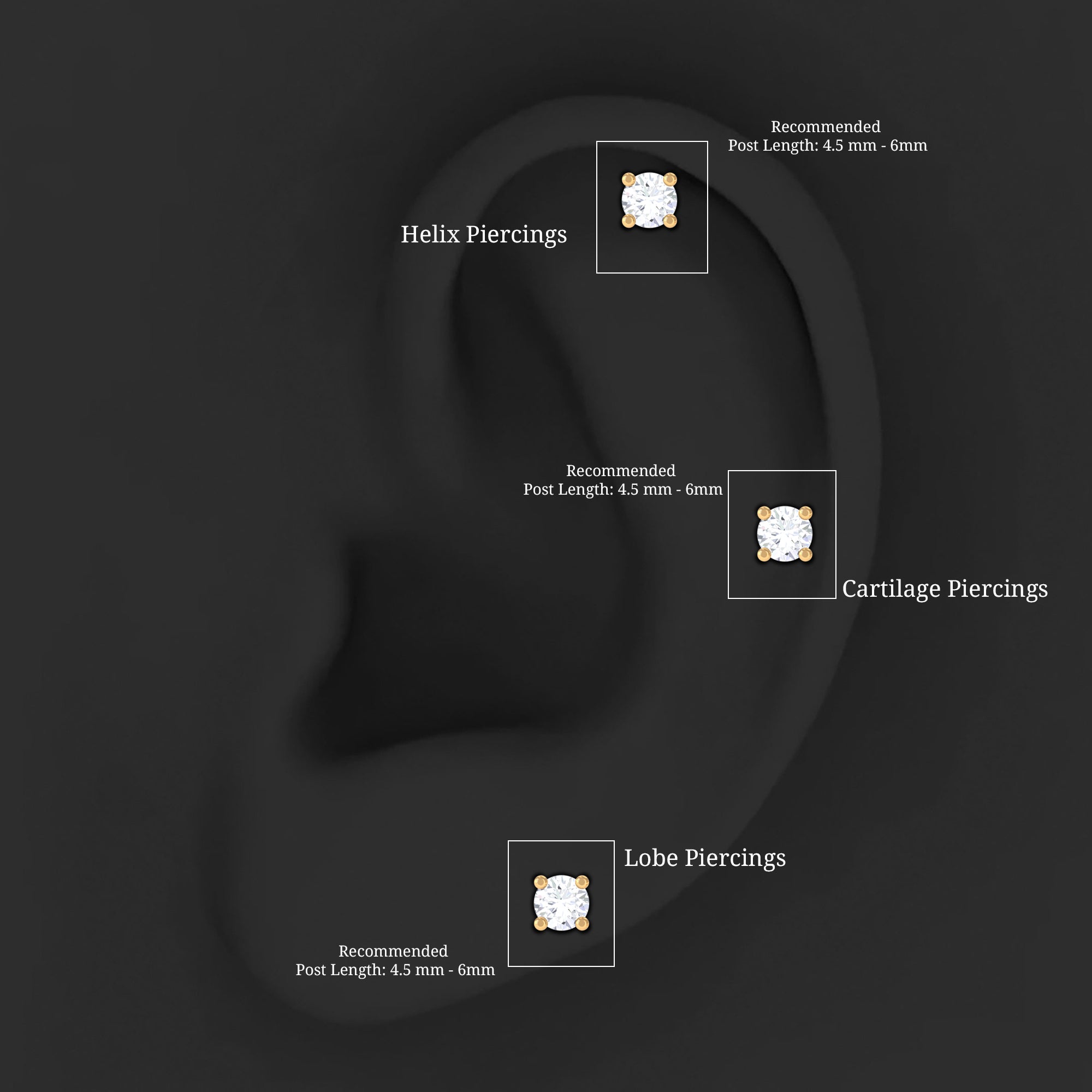 Natural Diamond Conch Piercing Earring