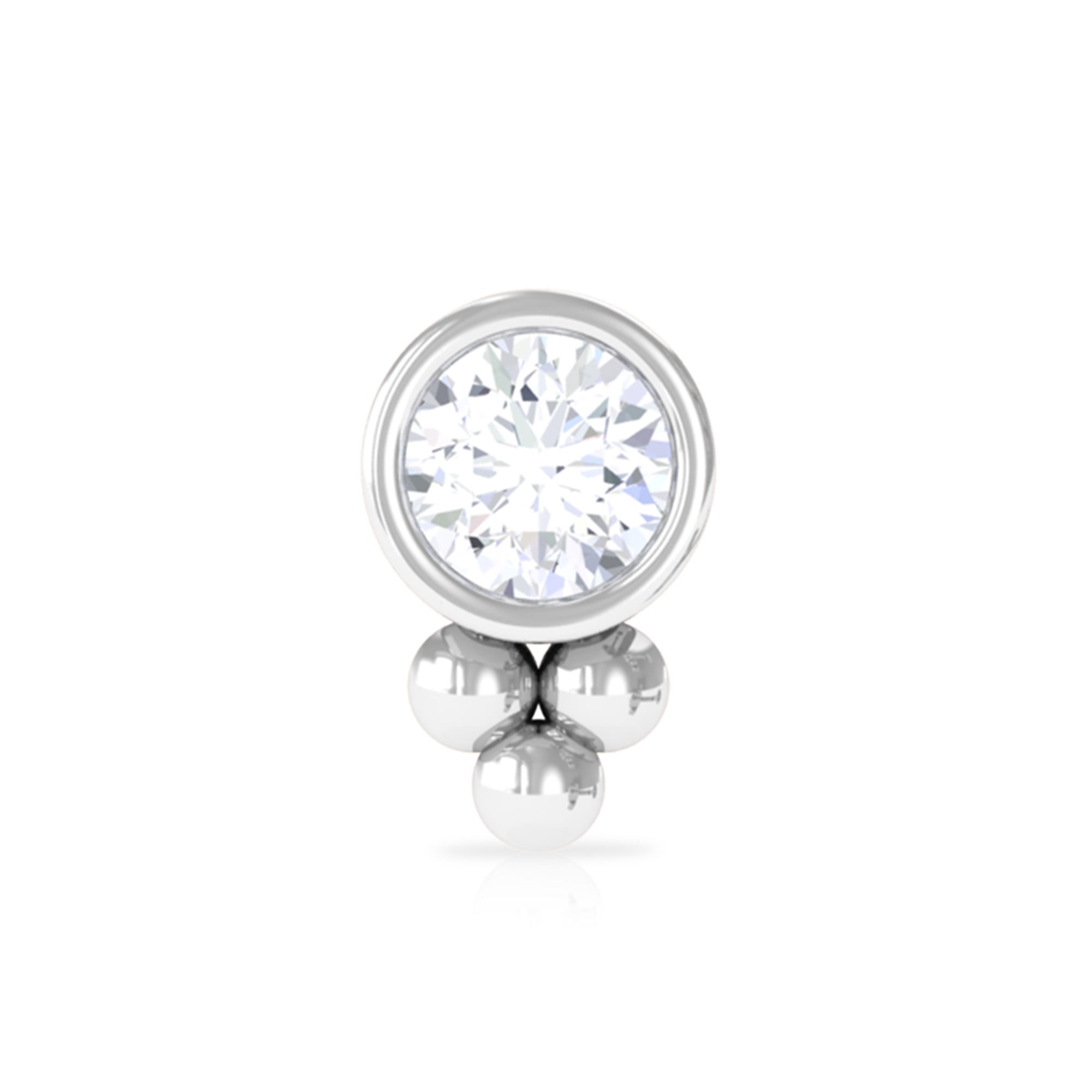 Minimalist Moissanite Gold Beaded Helix Earring in Bezel Setting