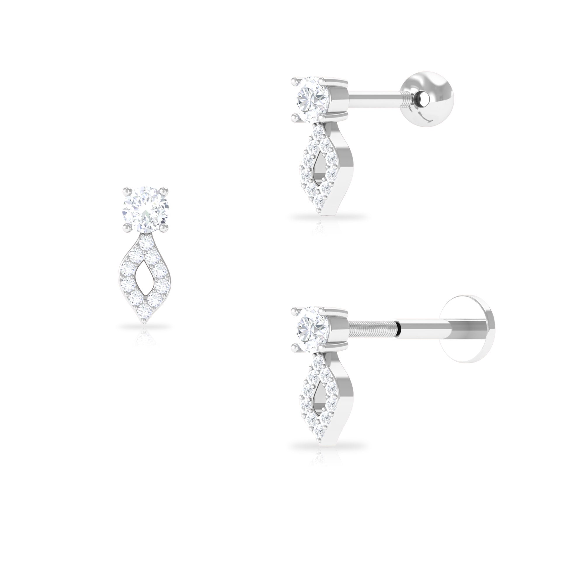 Certified Diamond Unique Tragus Earring in Gold