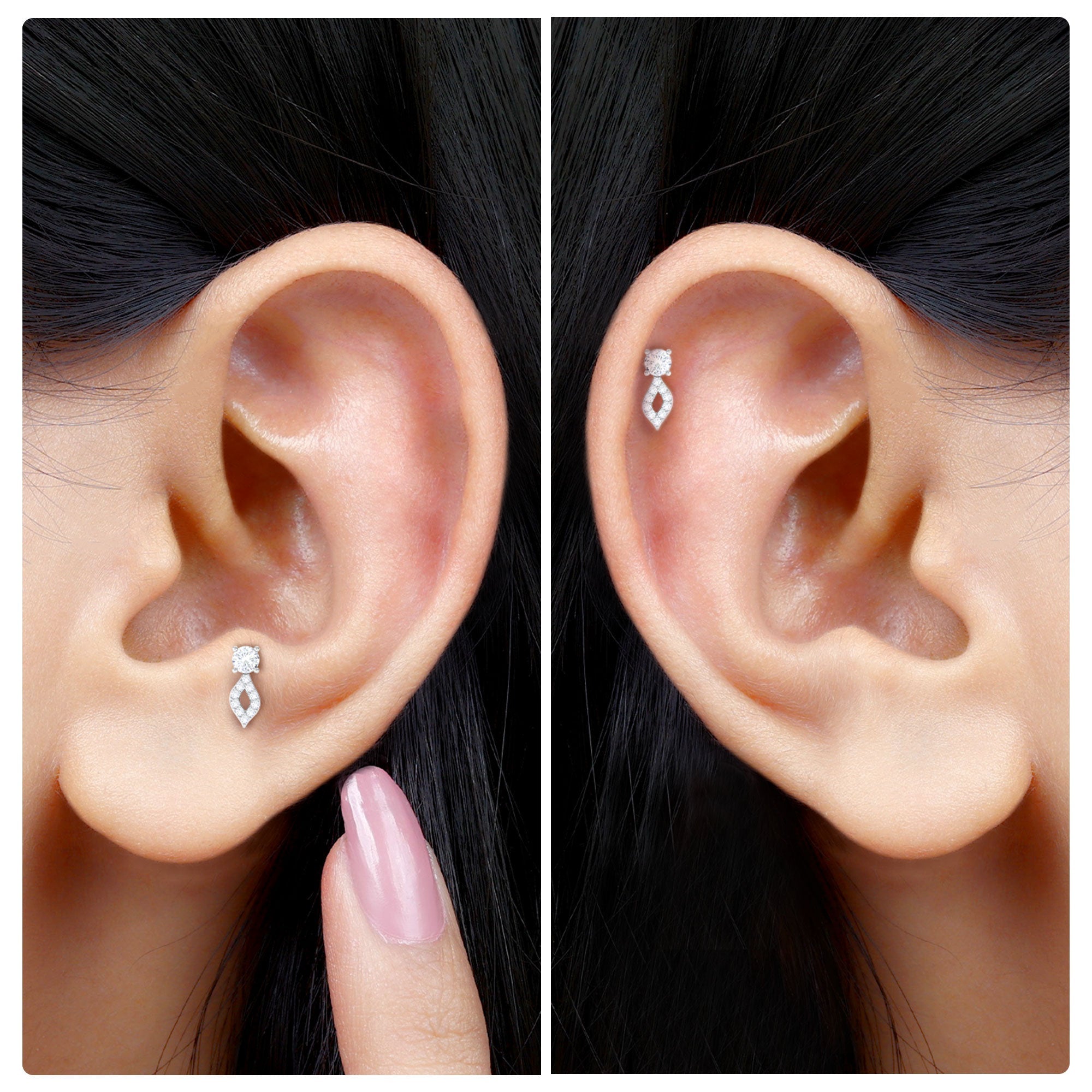 Certified Diamond Unique Tragus Earring in Gold