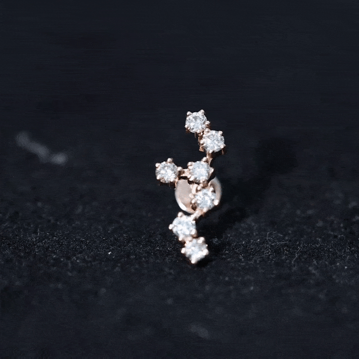 Certified Moissanite Leo Zodiac Ear Climber Earring