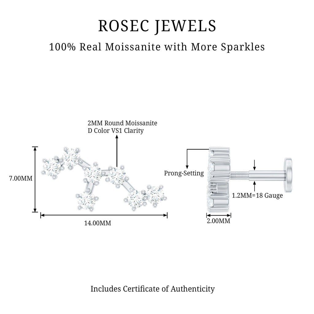 Certified Moissanite Leo Zodiac Ear Climber Earring