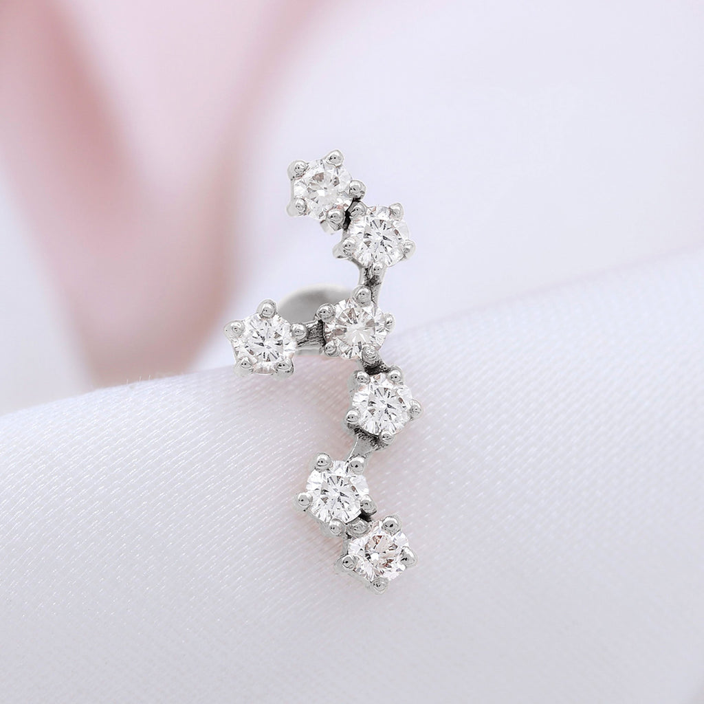 Certified Moissanite Leo Zodiac Ear Climber Earring
