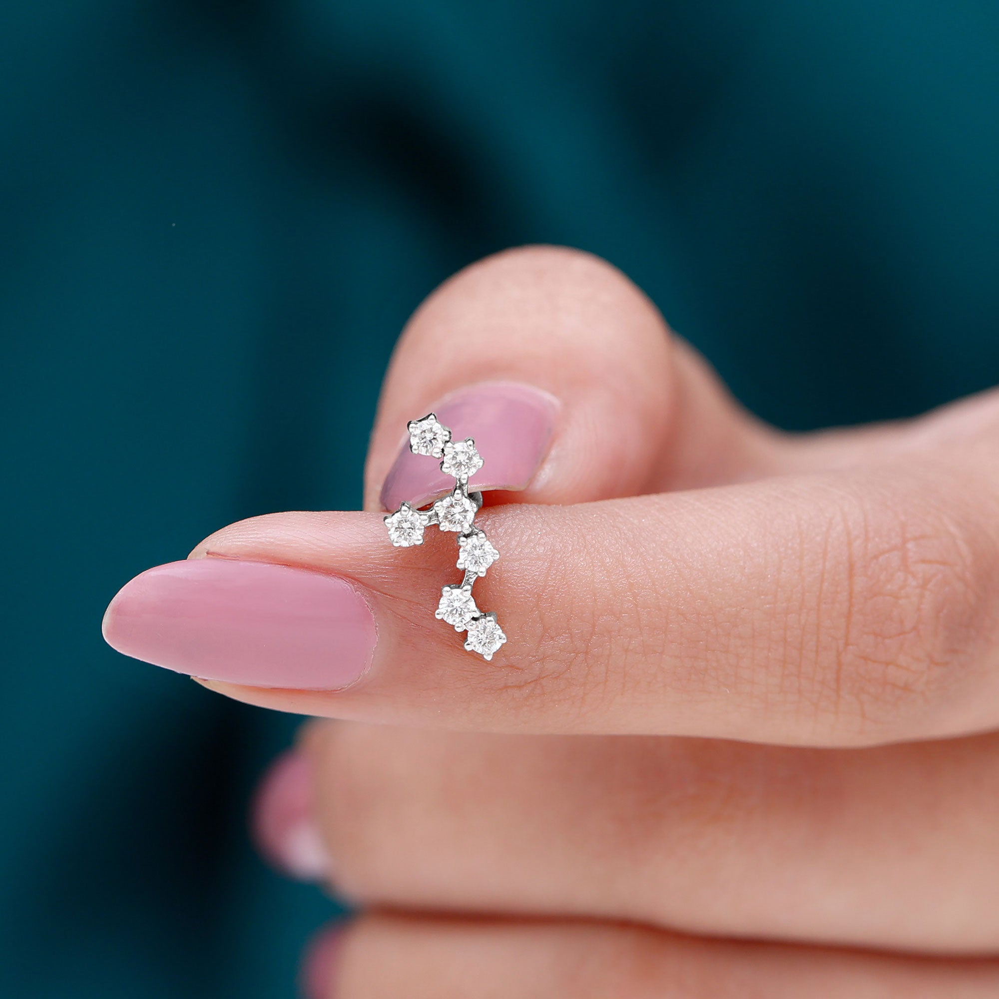 Certified Moissanite Leo Zodiac Ear Climber Earring