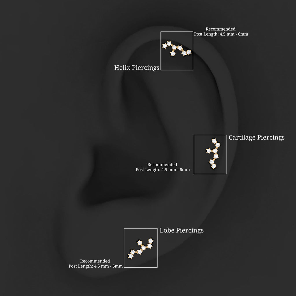 Certified Moissanite Leo Zodiac Ear Climber Earring