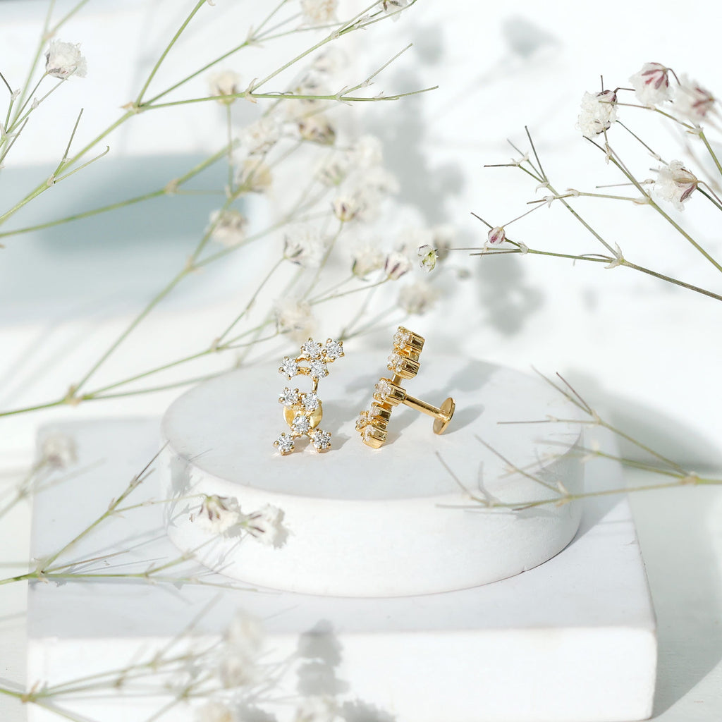 Diamond Sagittarius Zodiac Earring for Helix Piercing