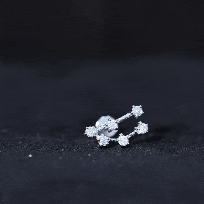 Certified Moissanite Capricorn Zodiac Ear Crawler Earring