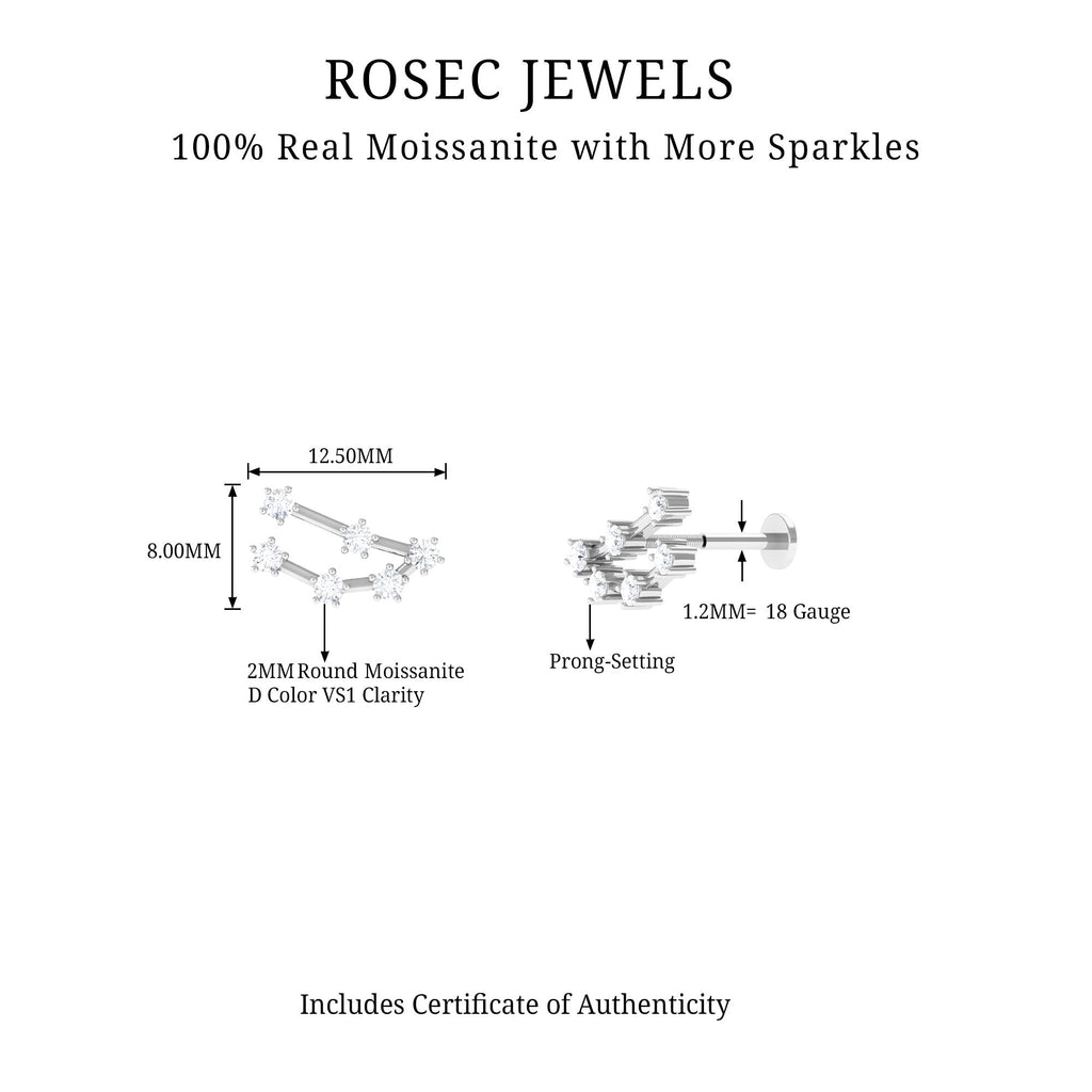 Certified Moissanite Capricorn Zodiac Ear Crawler Earring