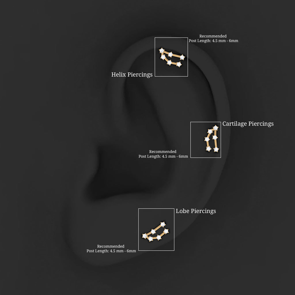 Certified Moissanite Capricorn Zodiac Ear Crawler Earring