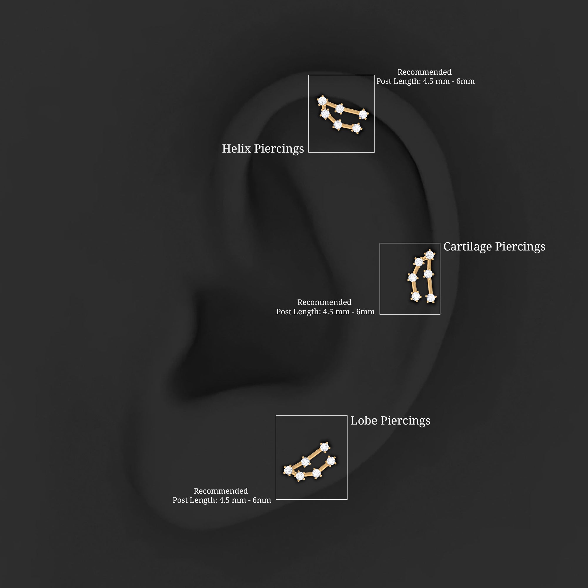 Certified Moissanite Capricorn Zodiac Ear Crawler Earring