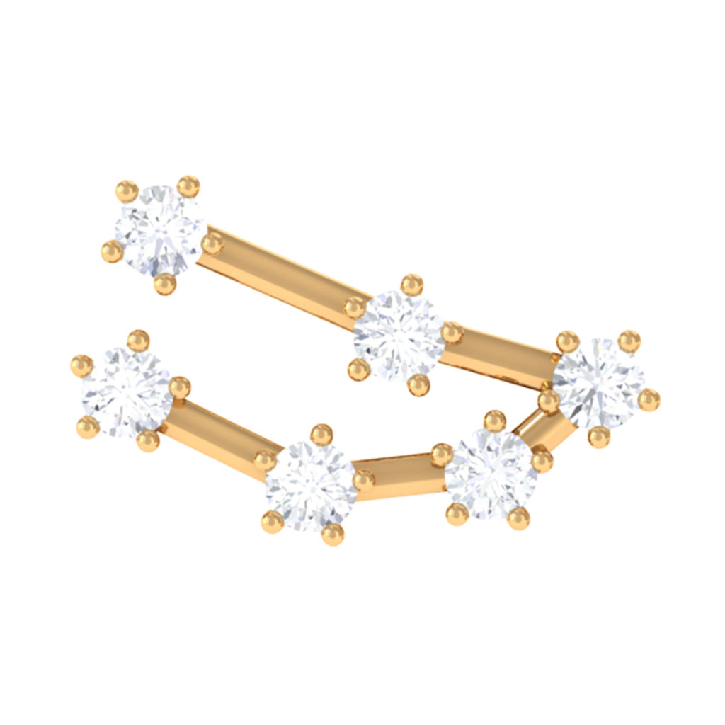 Certified Moissanite Capricorn Zodiac Ear Crawler Earring