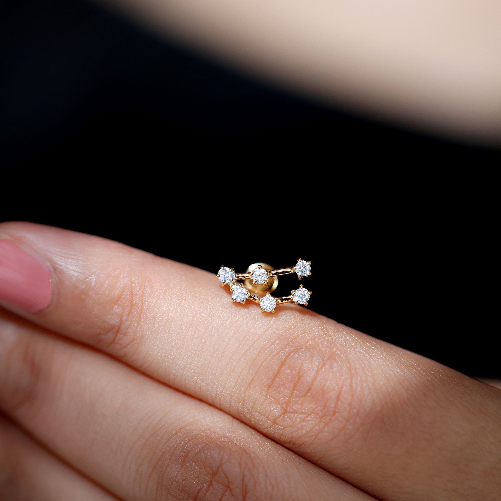 Certified Moissanite Capricorn Zodiac Ear Crawler Earring