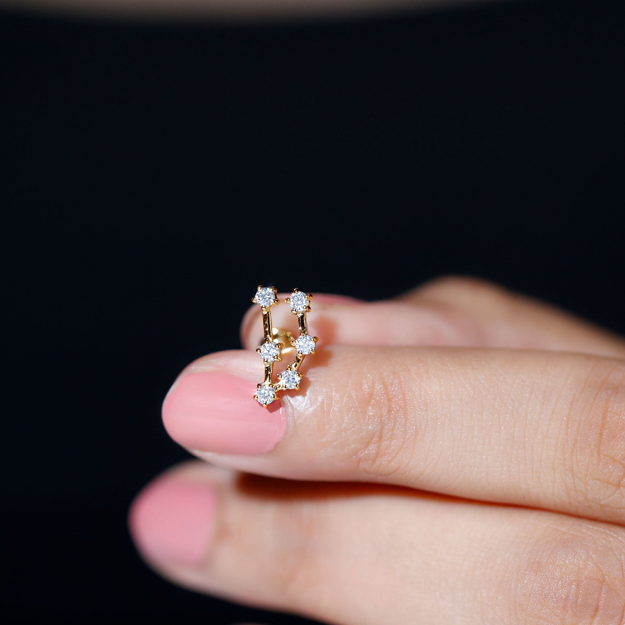 Certified Moissanite Capricorn Zodiac Ear Crawler Earring