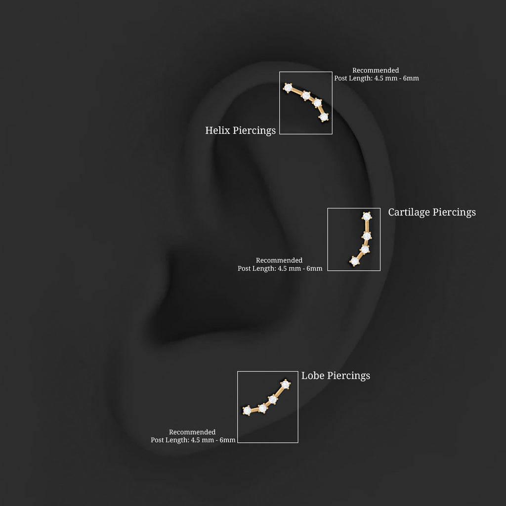 Moissanite Ear Climber Aquarius Earring