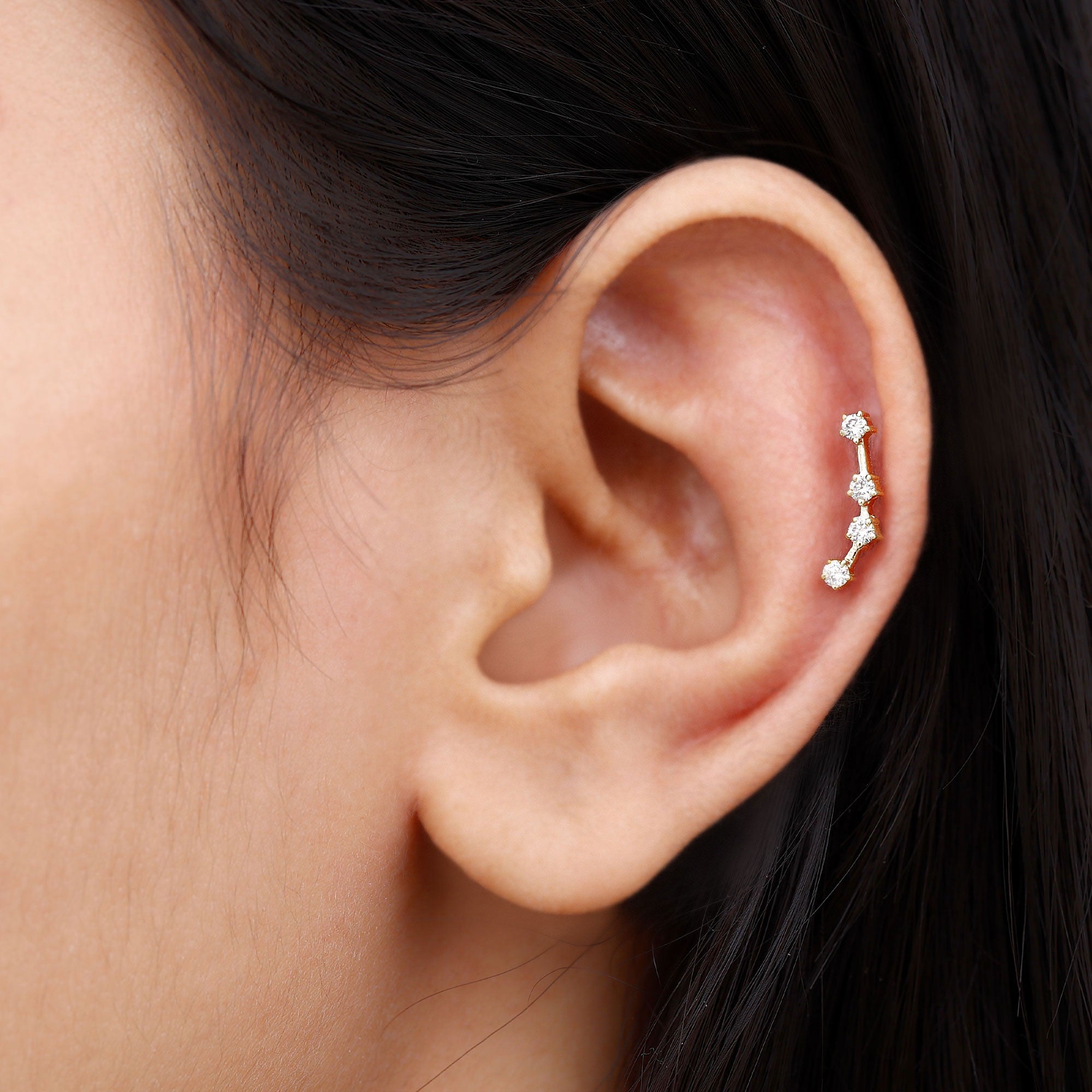 Moissanite Ear Climber Aquarius Earring