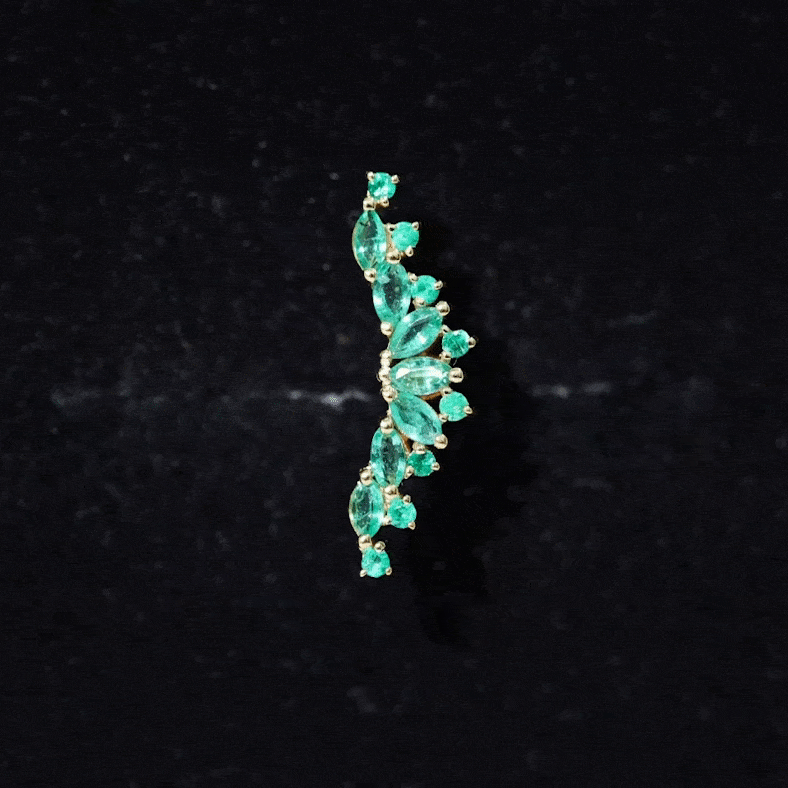 Unique Marquise Emerald Crawler Cartilage Earring in Gold