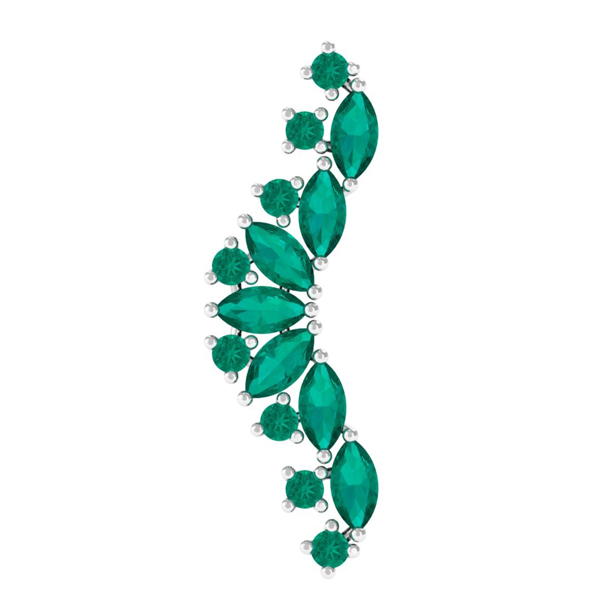 Unique Marquise Emerald Crawler Cartilage Earring in Gold