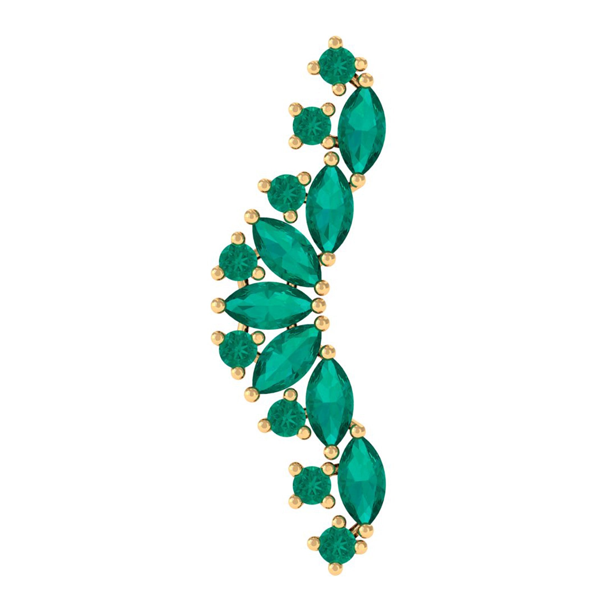 Unique Marquise Emerald Crawler Cartilage Earring in Gold