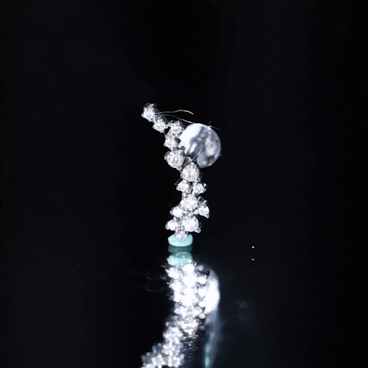 Certified Moissanite Cluster Crawler Earring in Gold