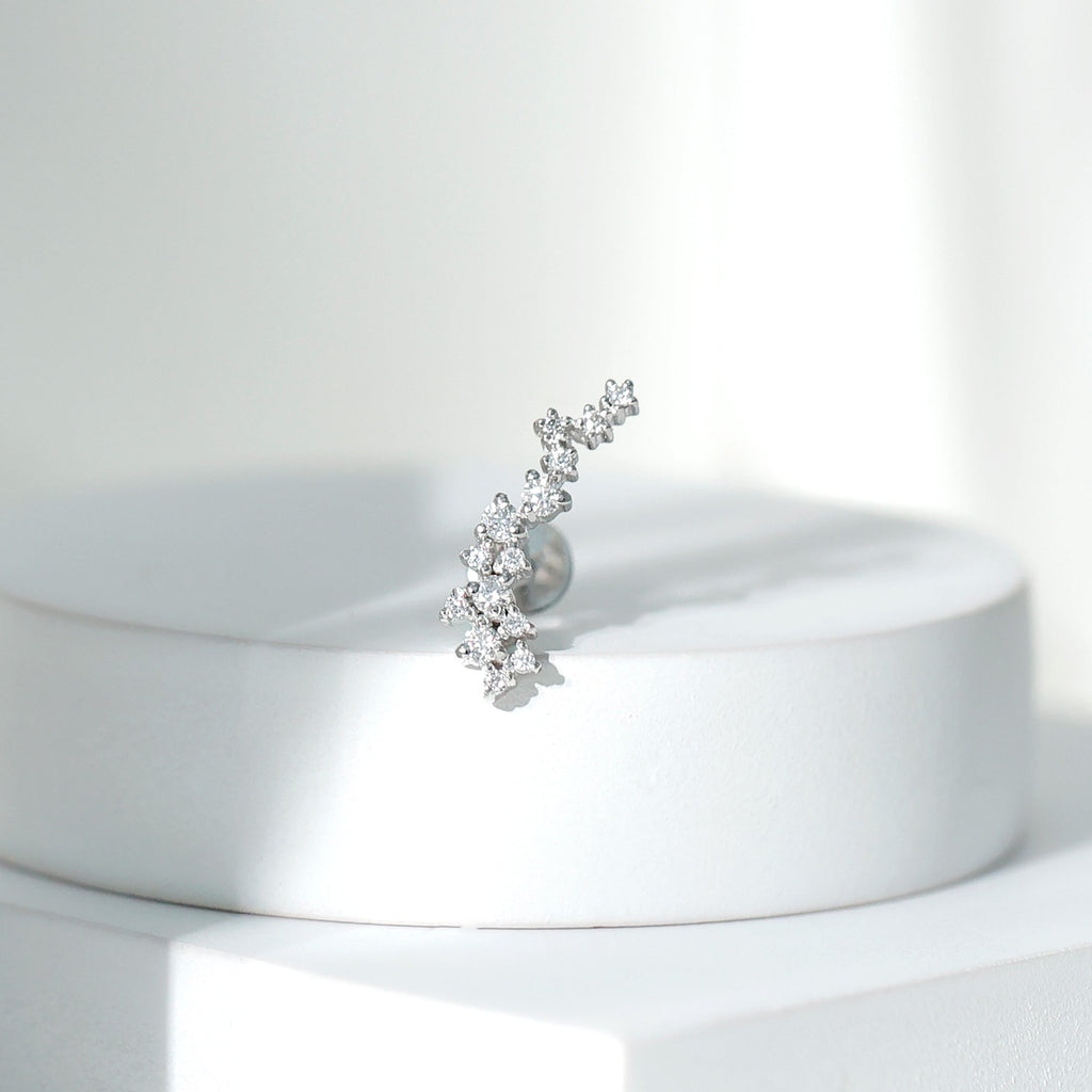 Certified Moissanite Cluster Crawler Earring in Gold