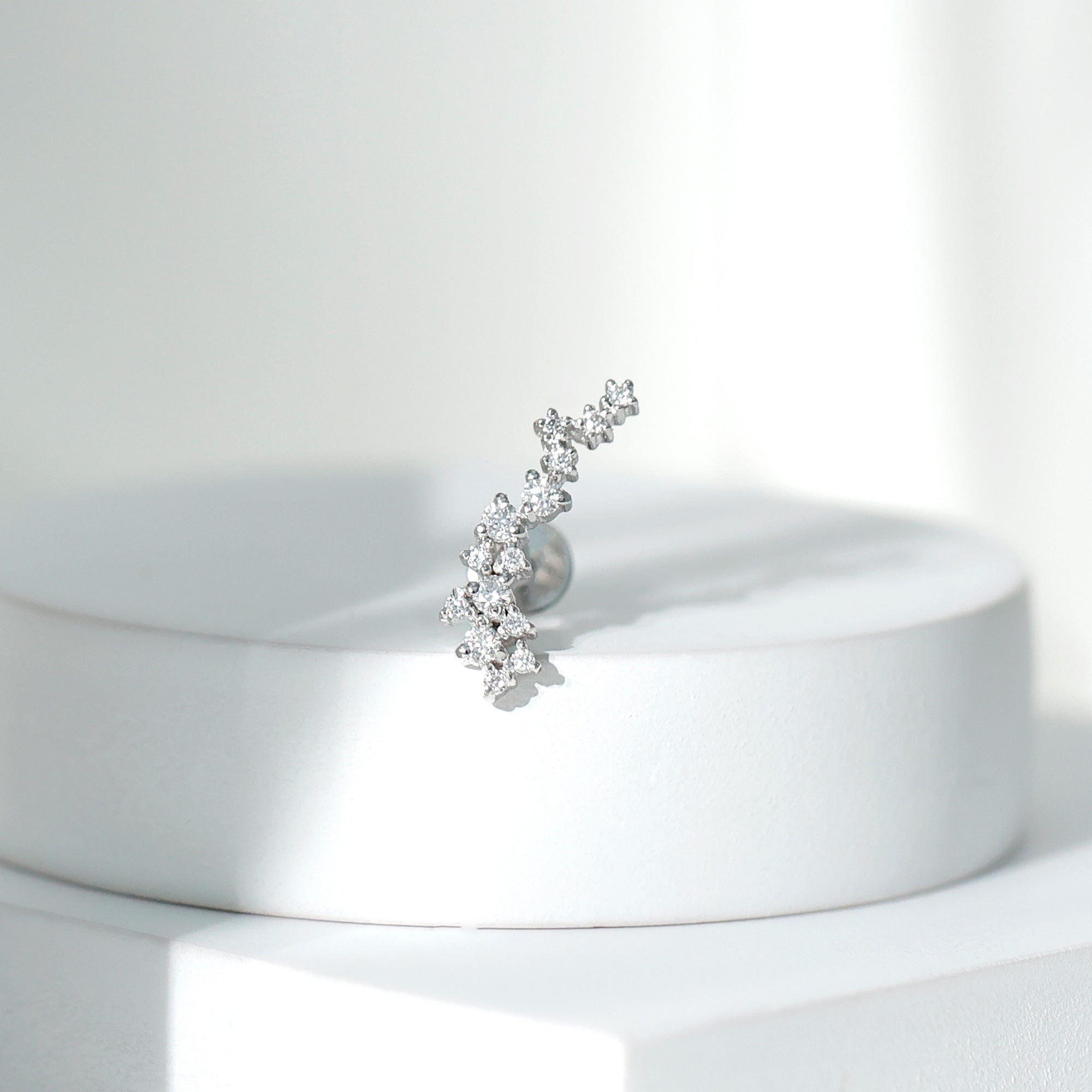 Certified Moissanite Cluster Crawler Earring in Gold