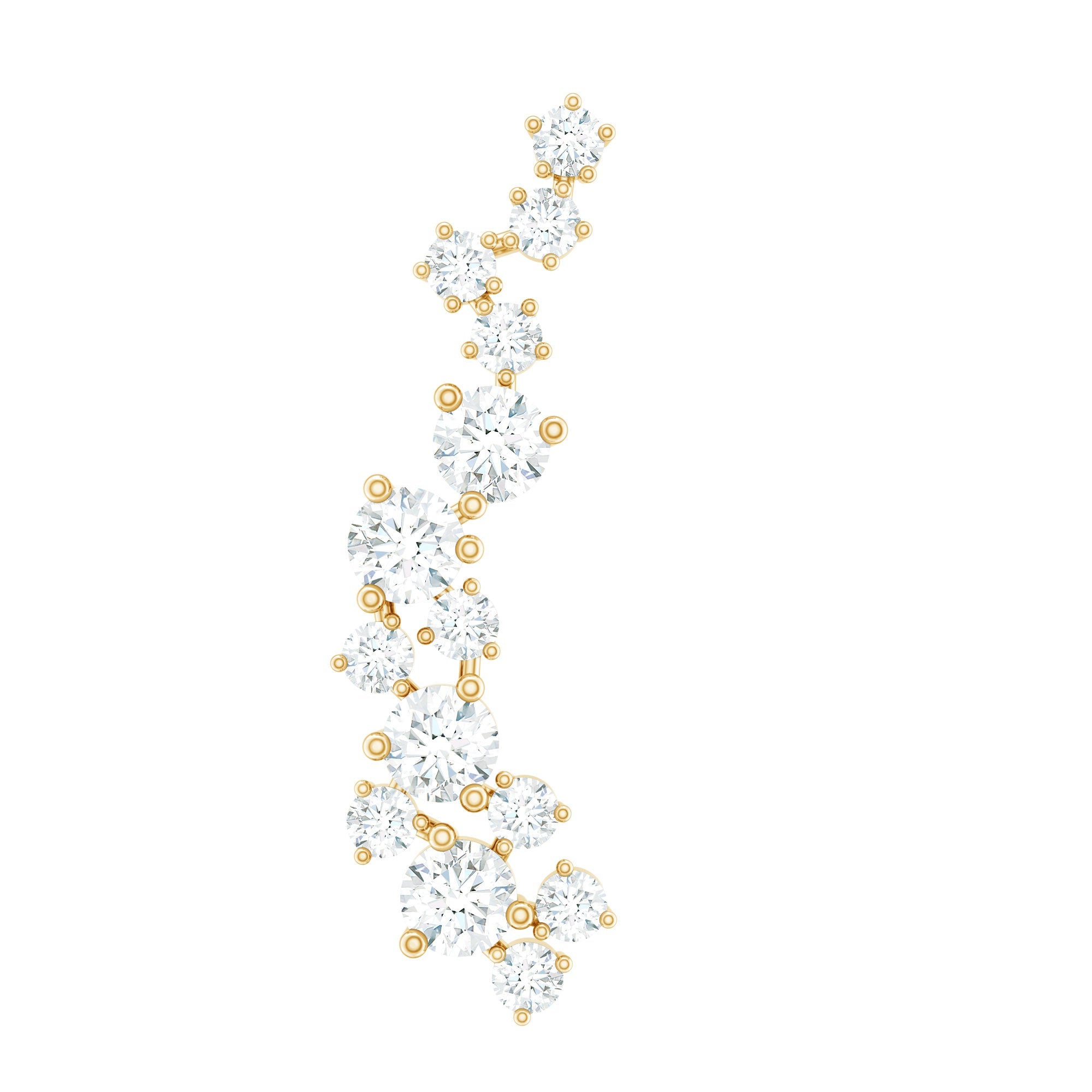 Certified Moissanite Cluster Crawler Earring in Gold