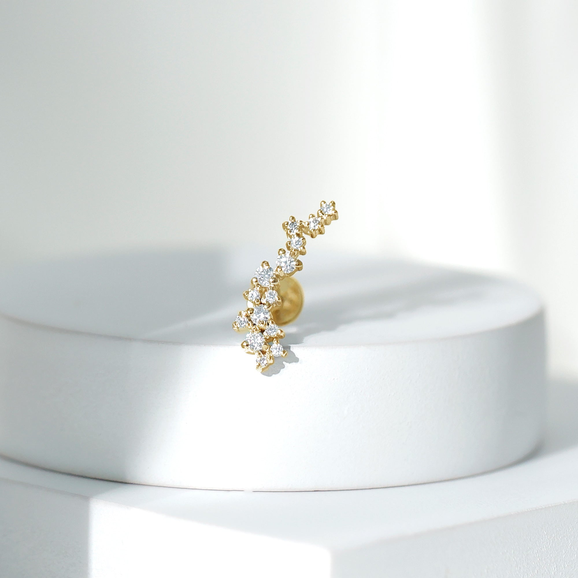 Certified Moissanite Cluster Crawler Earring in Gold