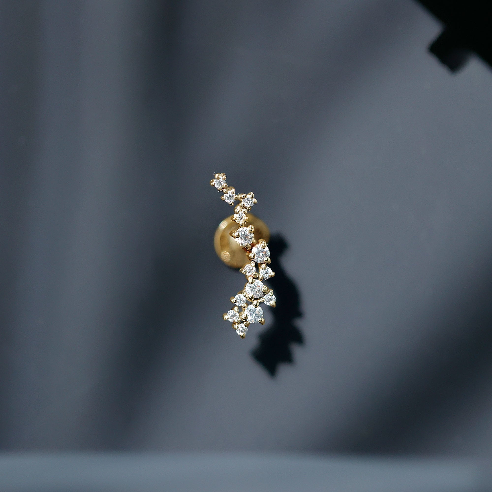 Certified Moissanite Cluster Crawler Earring in Gold