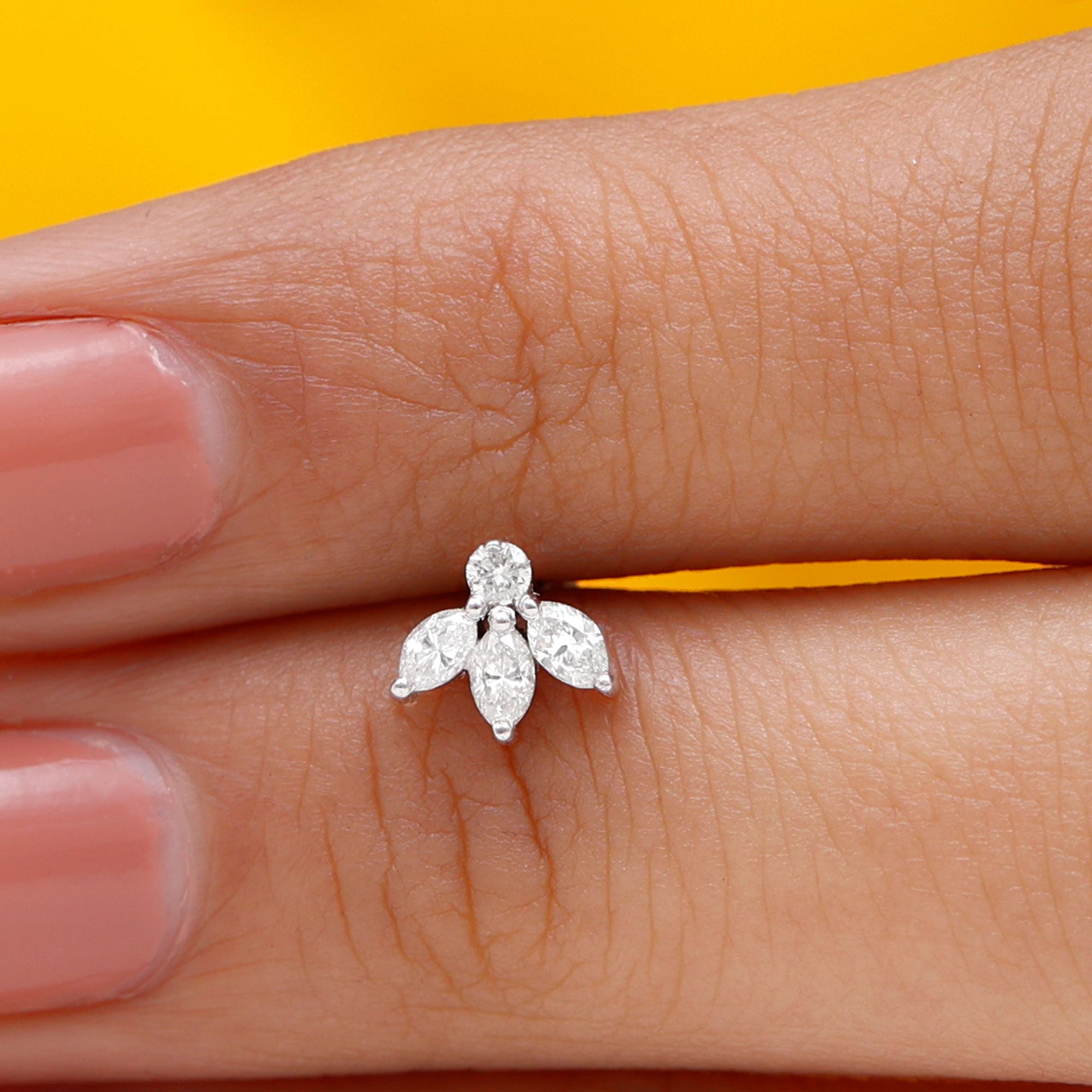 Round Marquise Moissanite Flower Piercing Earring