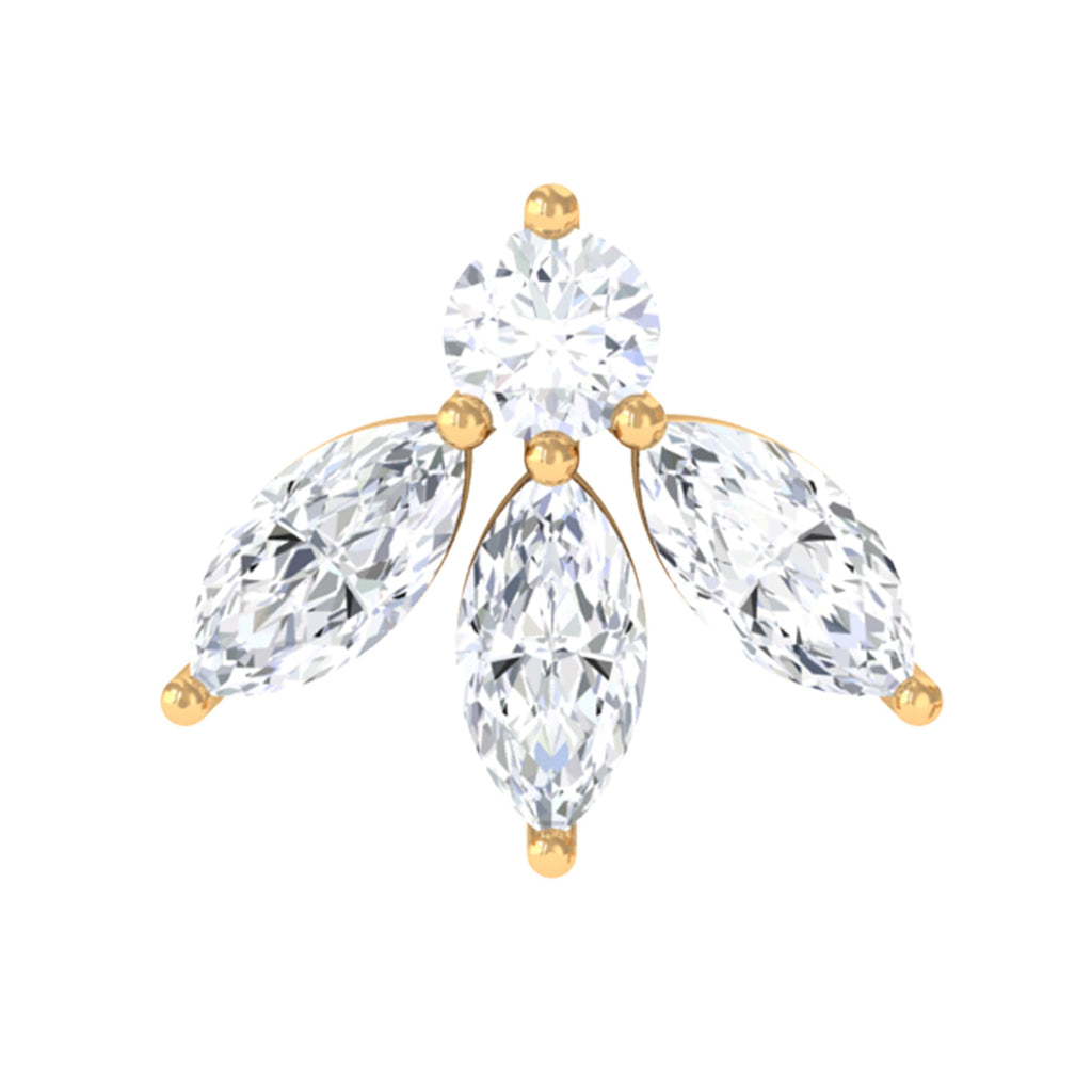 Round Marquise Moissanite Flower Piercing Earring